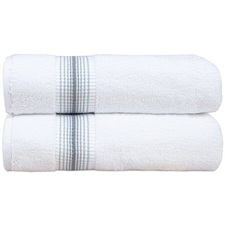 Arkwright Home Aston & Arden Turkish Striped Bath Towel 30x60 Slate (2pk) BT-STT-3060-18-SLT